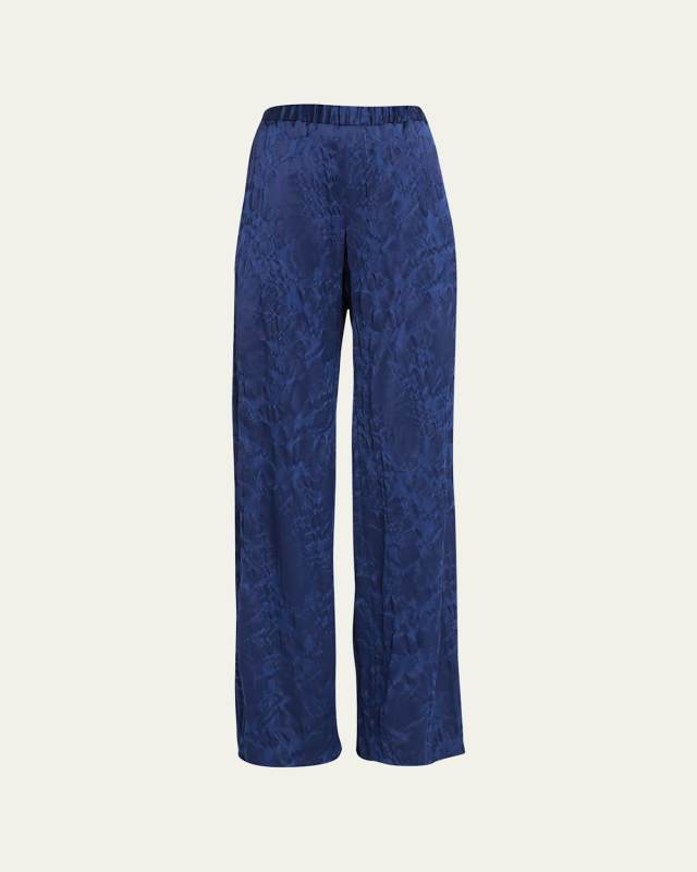 Floral Cloque Jacquard Drawstring Pants