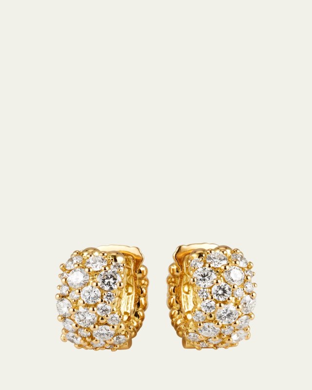 18K Gold Large Diamond Confetti Huggie Earrings