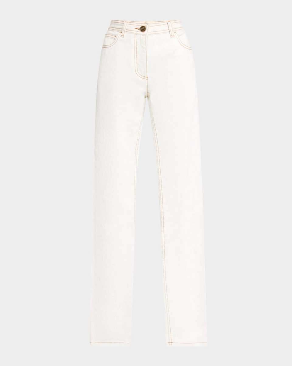 Straight Leg Two-Tone Etch Print Jeans