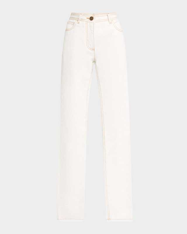 Straight Leg Two-Tone Etch Print Jeans