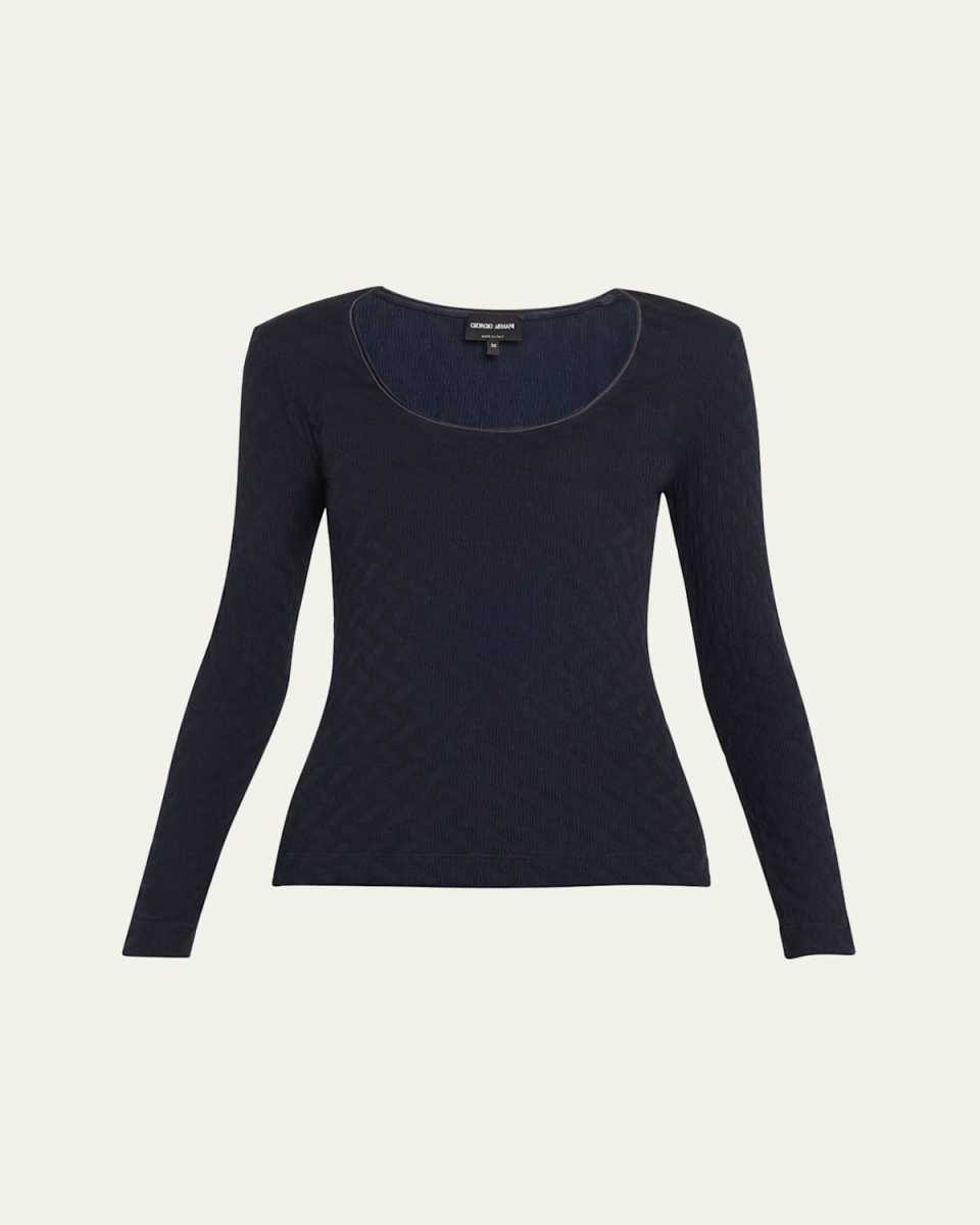 Textured Jersey Long-Sleeve Tee