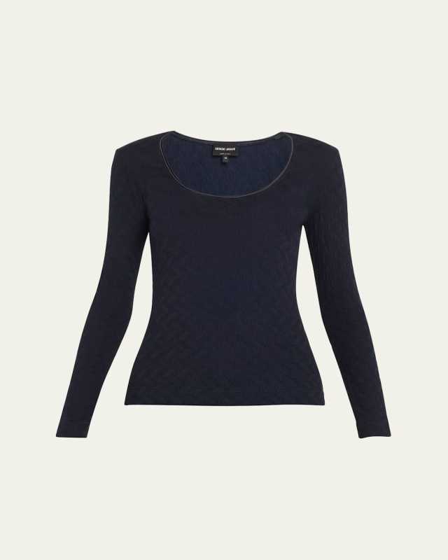 Textured Jersey Long-Sleeve Tee