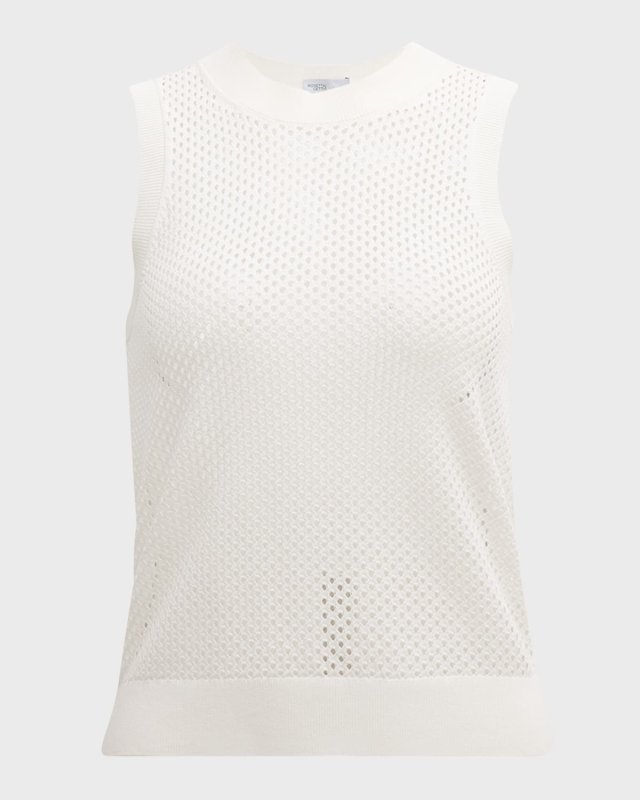Mesh Pointelle Knit Tank Top