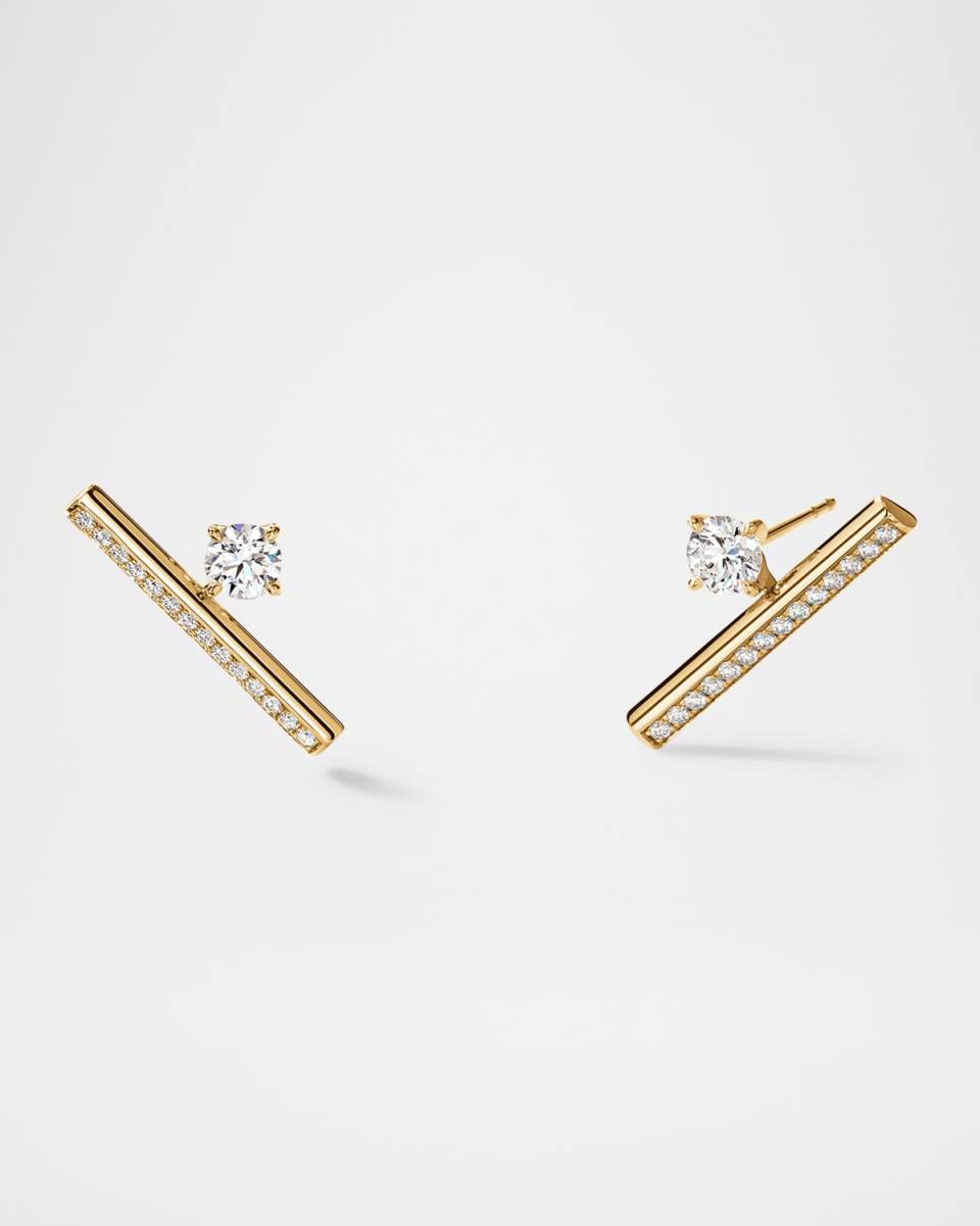 Barre 18K Yellow Gold Pave Floating Diamond Climber Earrings