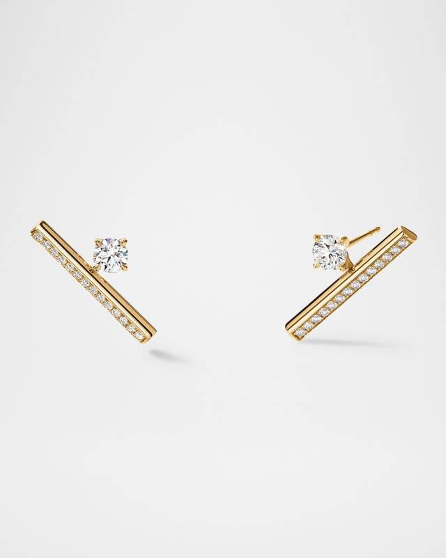 Barre 18K Yellow Gold Pave Floating Diamond Climber Earrings