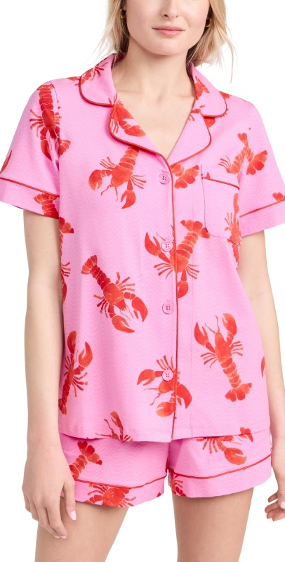 BedHead PJs Short Sleeve Knit Shorty Pajama Set Lobster Fest