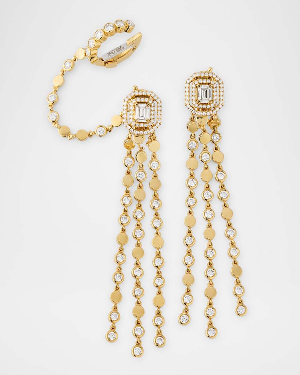 D-Vibes Multi-Row Yellow Gold and Diamond Earrings