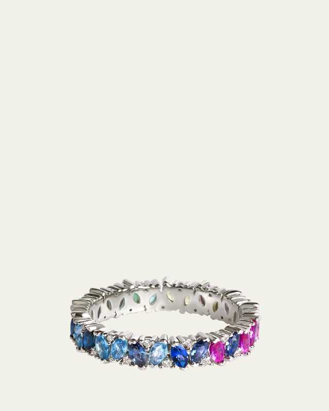 Rainbow Veto Scarlet Ring with Lab Grown Sapphires, Emeralds, Rubies and Cultured Diamonds
