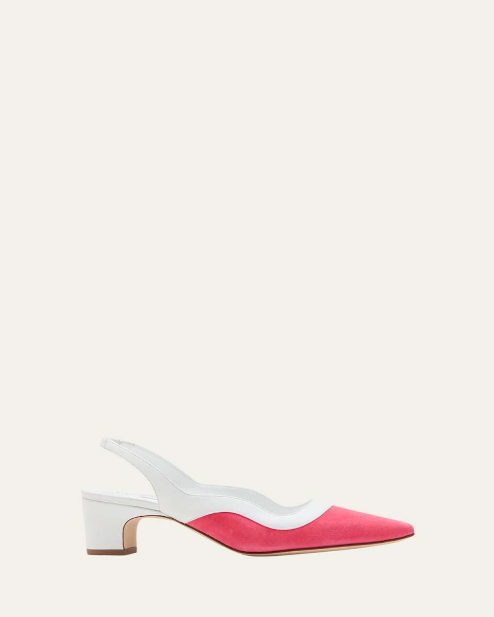 Gogalo Bicolor Mixed Leather Slingback Pumps