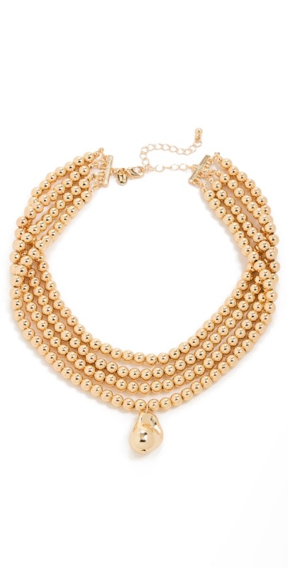 Kenneth Jay Lane Polished Gold Lobster Claw Necklace Gold