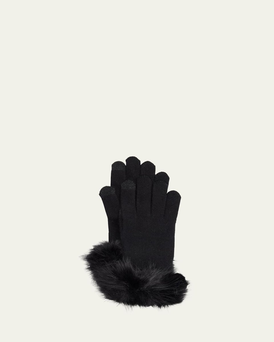 Touchscreen Cashmere & Faux Fur Gloves