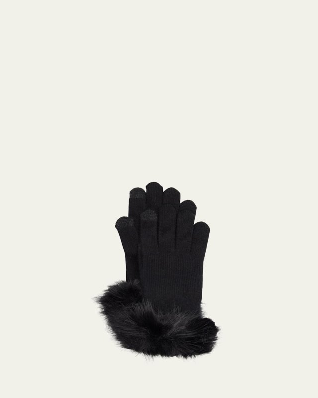 Touchscreen Cashmere & Faux Fur Gloves