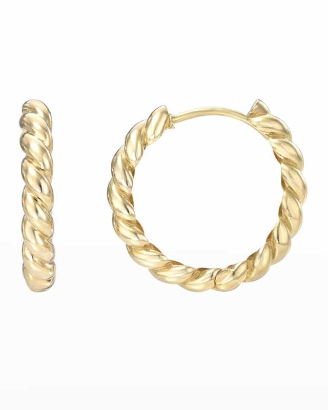 14k Gold Twist Huggie Earrings