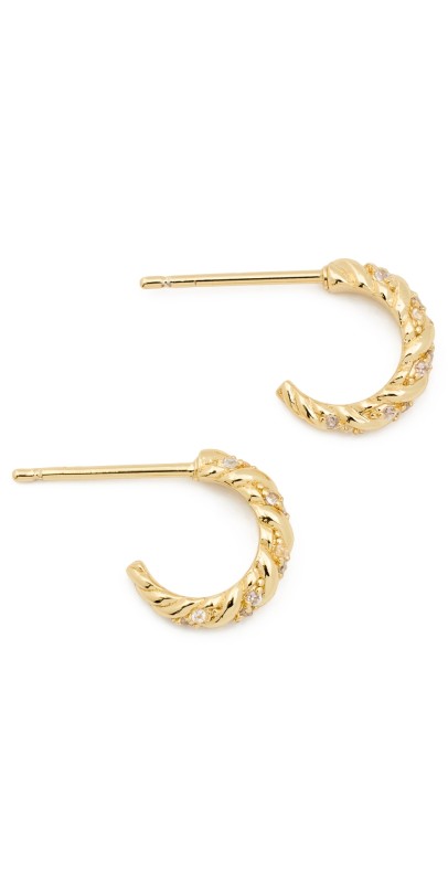 By Adina Eden Rope Open Hoop Earrings Gold