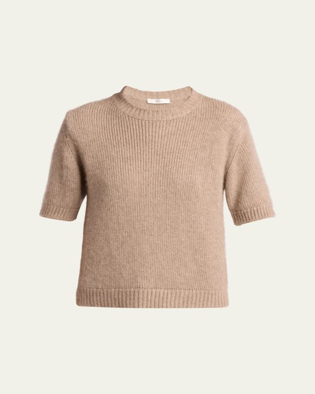 Hibiscus Cashmere Short-Sleeve Sweat