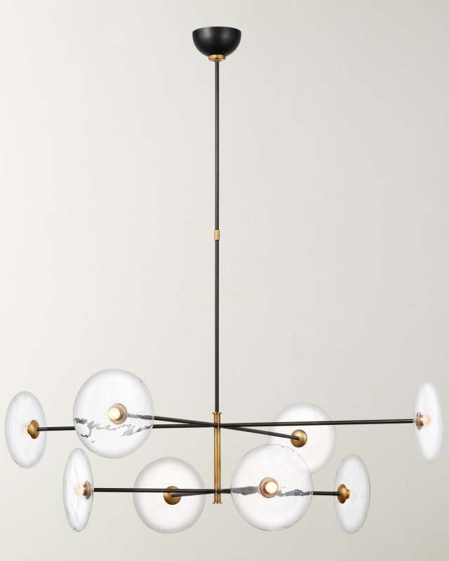 Calvino X-Large Radial Chandelier In Aged Iron And Hand-Rubbed Antique Brass With Clear Glass By Ian K. Fowler