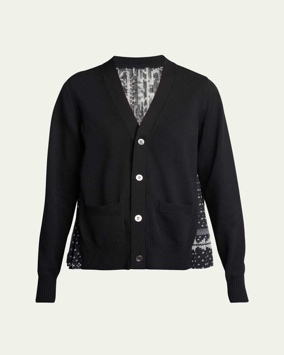 Fair Isle-Print Pleated Back Cardigan