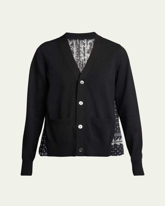 Fair Isle-Print Pleated Back Cardigan