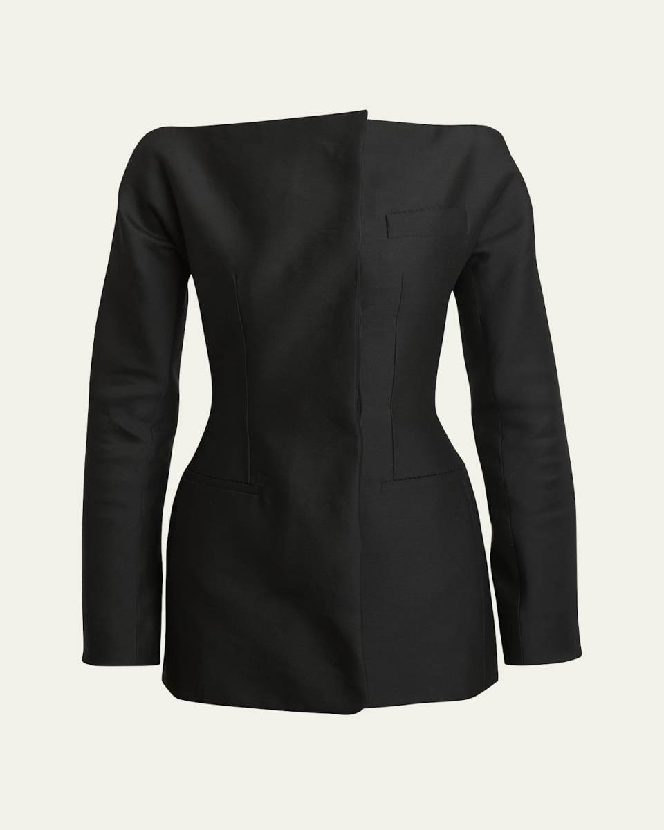 Spalla Boat-Neck Mini Wool Dress