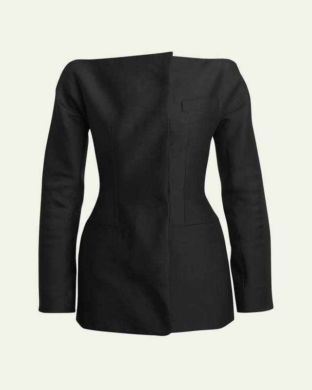 Spalla Boat-Neck Mini Wool Dress
