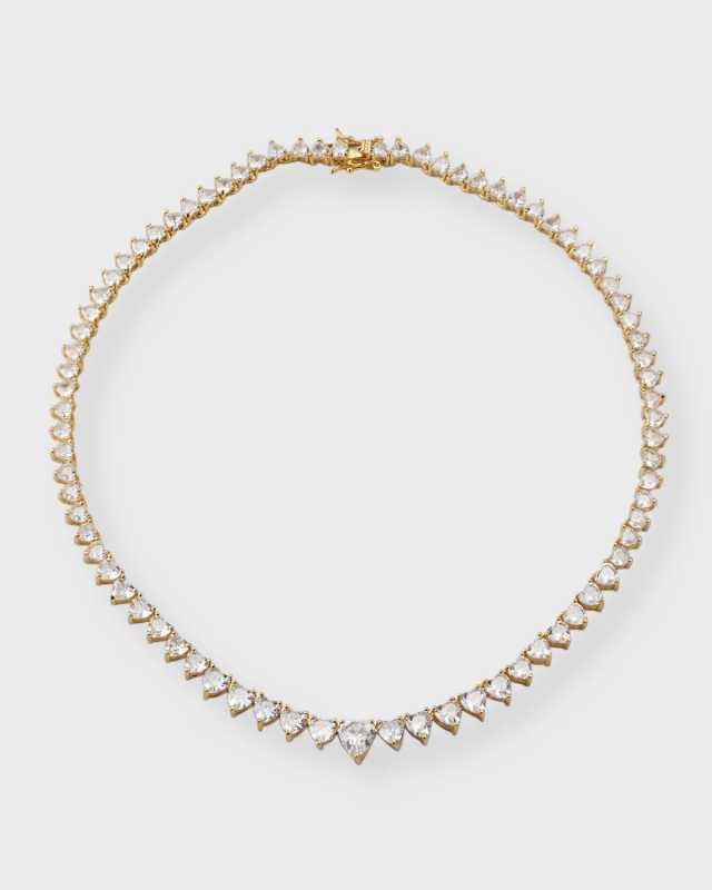 Heart Shaped Cubic Zirconia Tennis Necklace