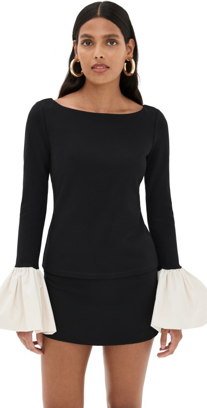 STAUD Paige Top Black/Ivory
