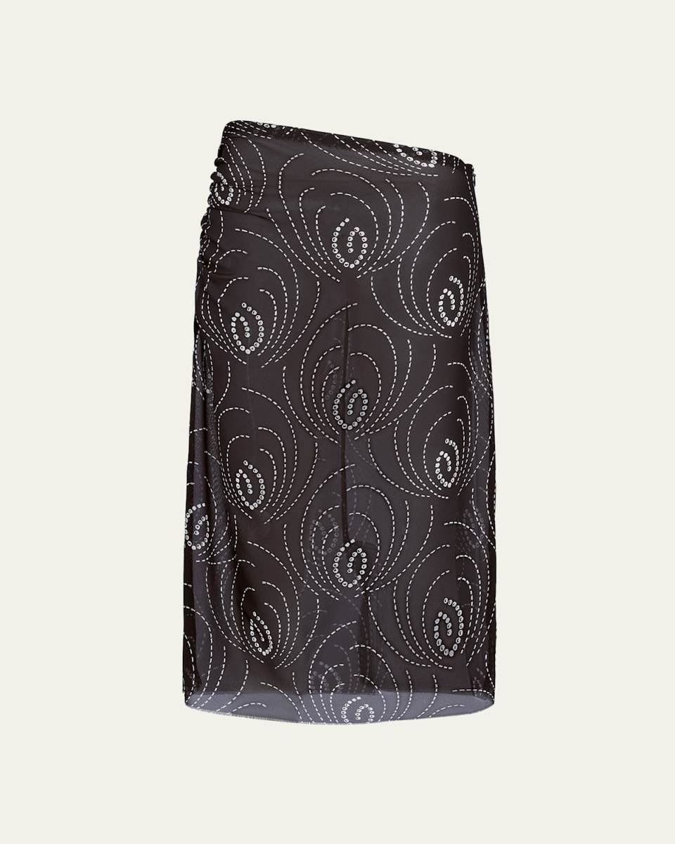Drop-Print Georgette Midi Skirt