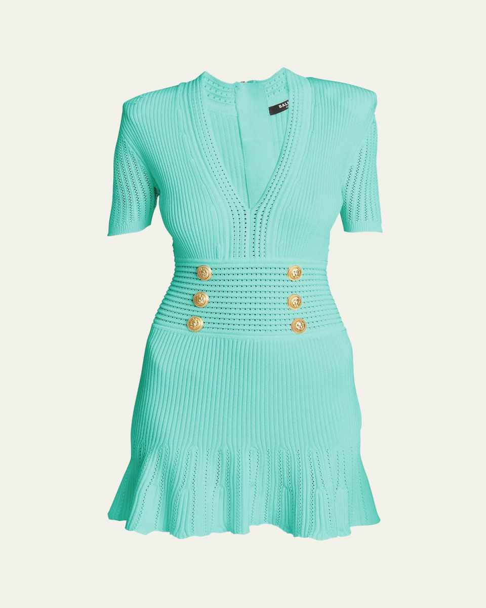 Knit Mini Dress with Button Details