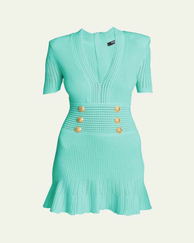 Knit Mini Dress with Button Details