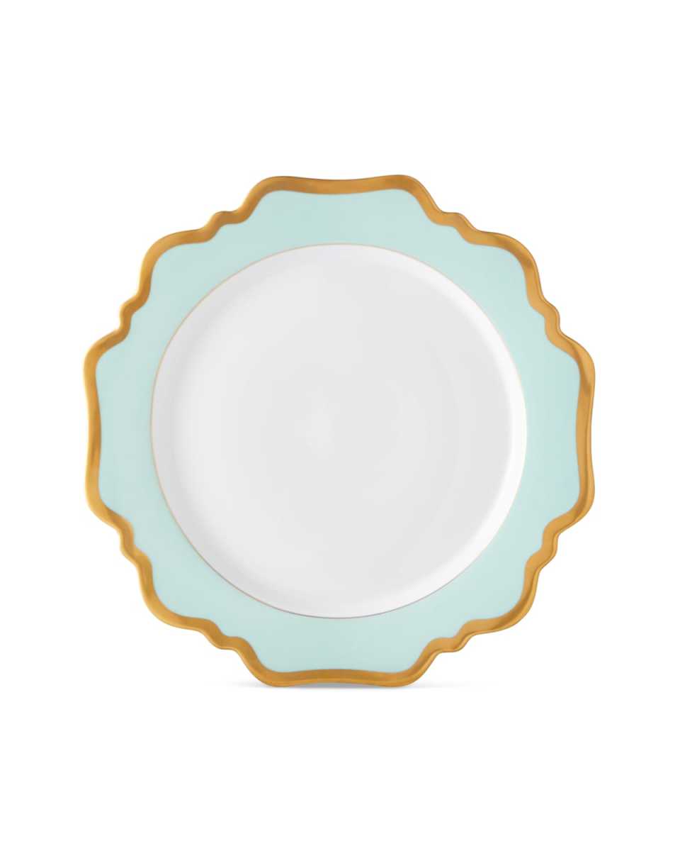 Aqua Rimmed Dinner Plate