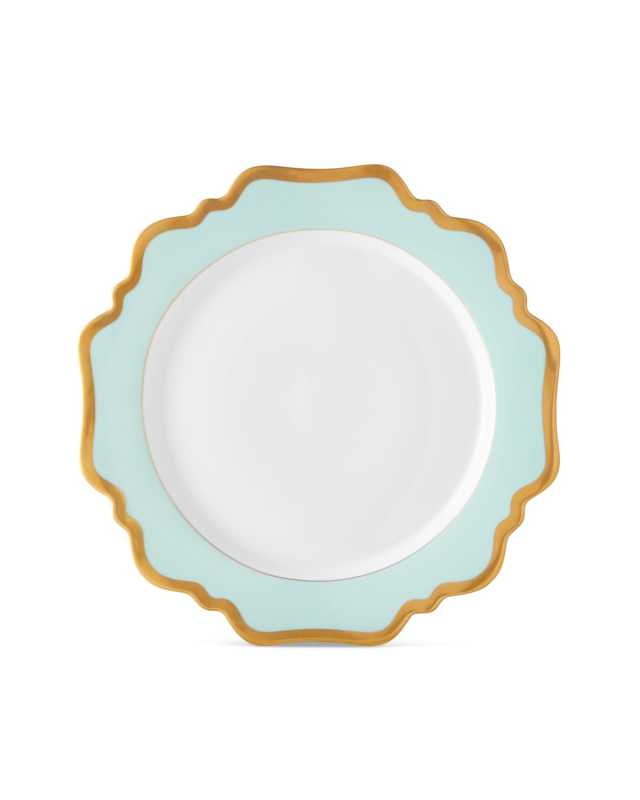Aqua Rimmed Dinner Plate