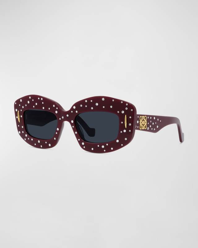 Starry Night Red Acetate Rectangle Sunglasses