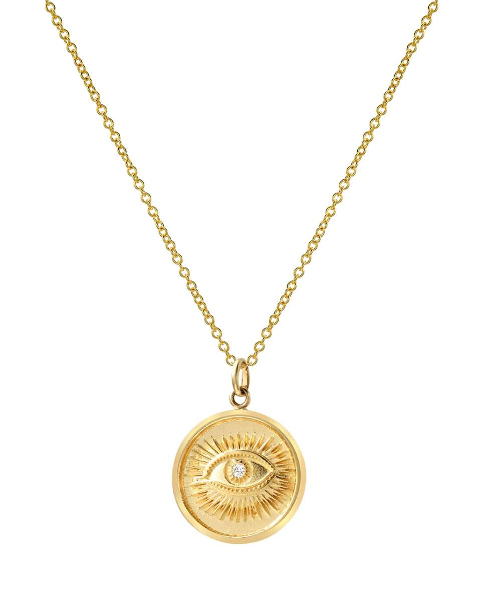 14k Diamond Eye Medallion Necklace
