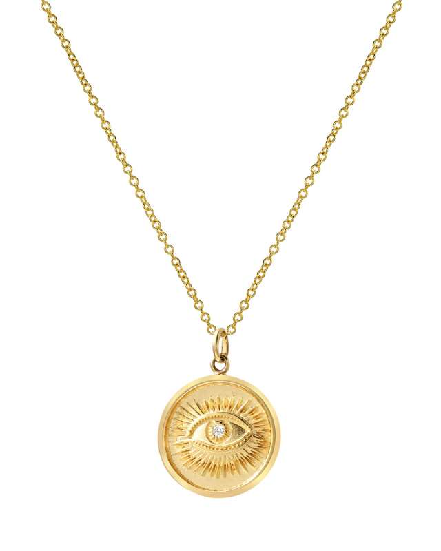 14k Diamond Eye Medallion Necklace