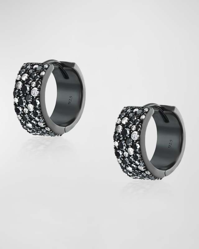Cobblestone Black and White Diamond Huggie Earrings