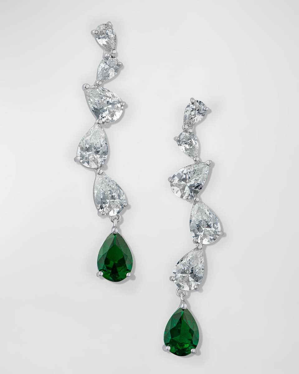 Cubic Zirconia Pear Cascade Zigzag Drop Earrings