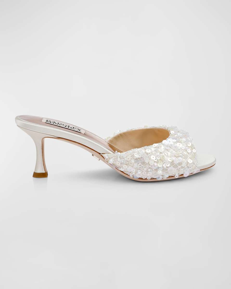Candie Sequin Net Mule Sandals