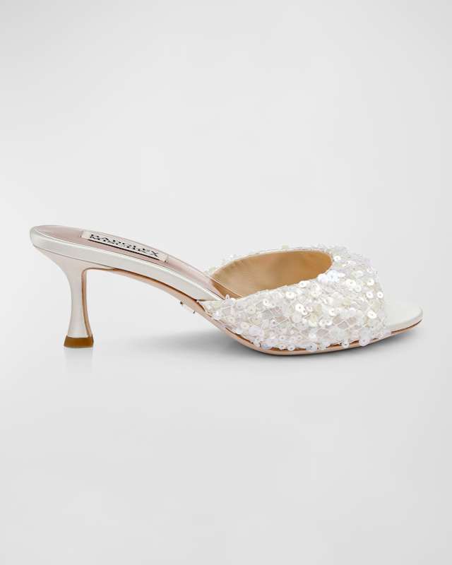 Candie Sequin Net Mule Sandals