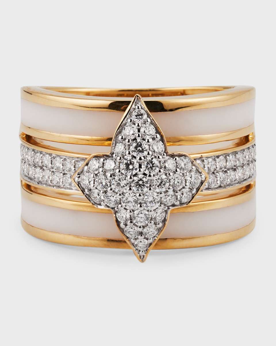 18K Yellow Gold Atlas White Bold Ring, Size 7
