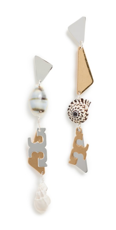 Tory Burch Linear Earrings Light Silver/Mult