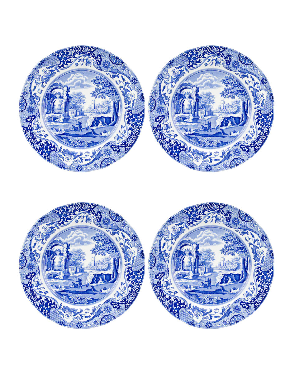 Blue Italian Dinner Plates, Set of 4