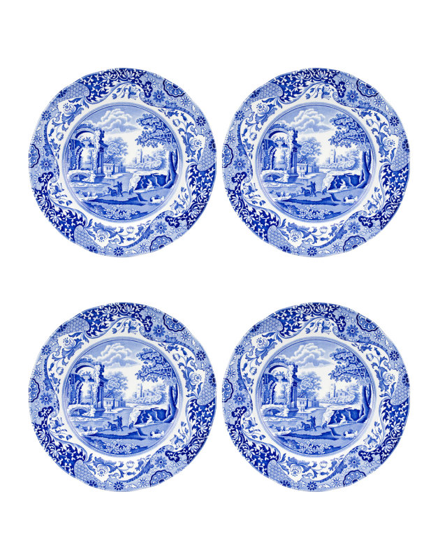 Blue Italian Dinner Plates, Set of 4