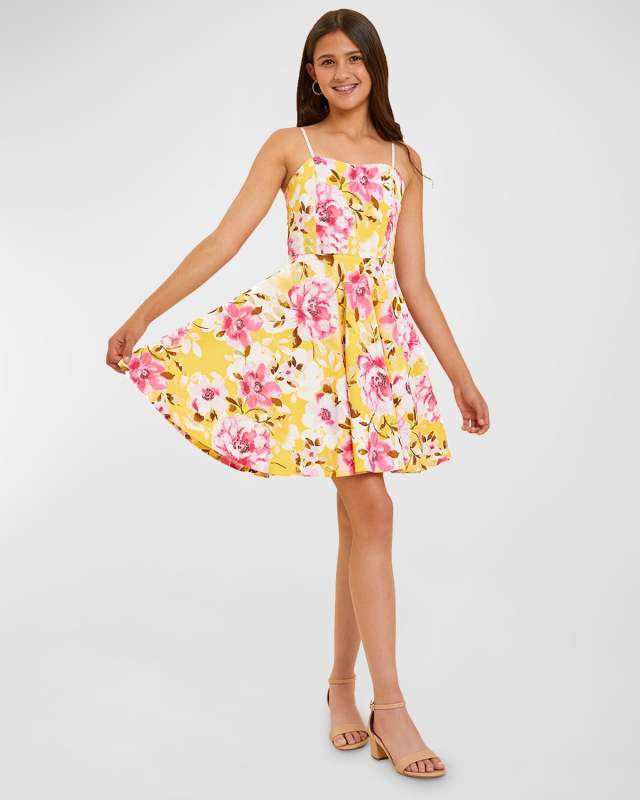 Girl's Fit and Flare Textured Dress, Size 7-16