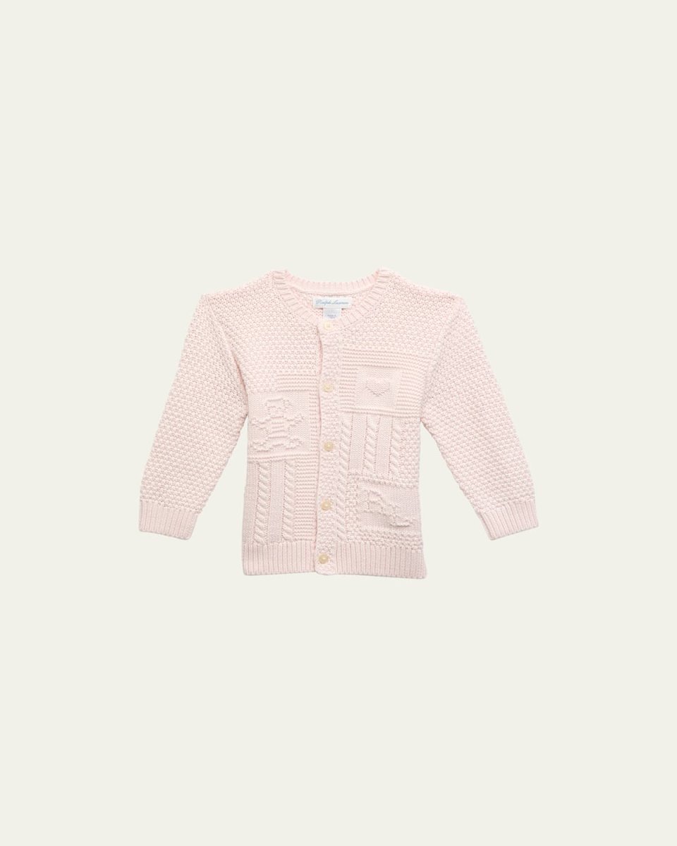 Girl's Cardigan W/ Bear Intarsia, Size 3