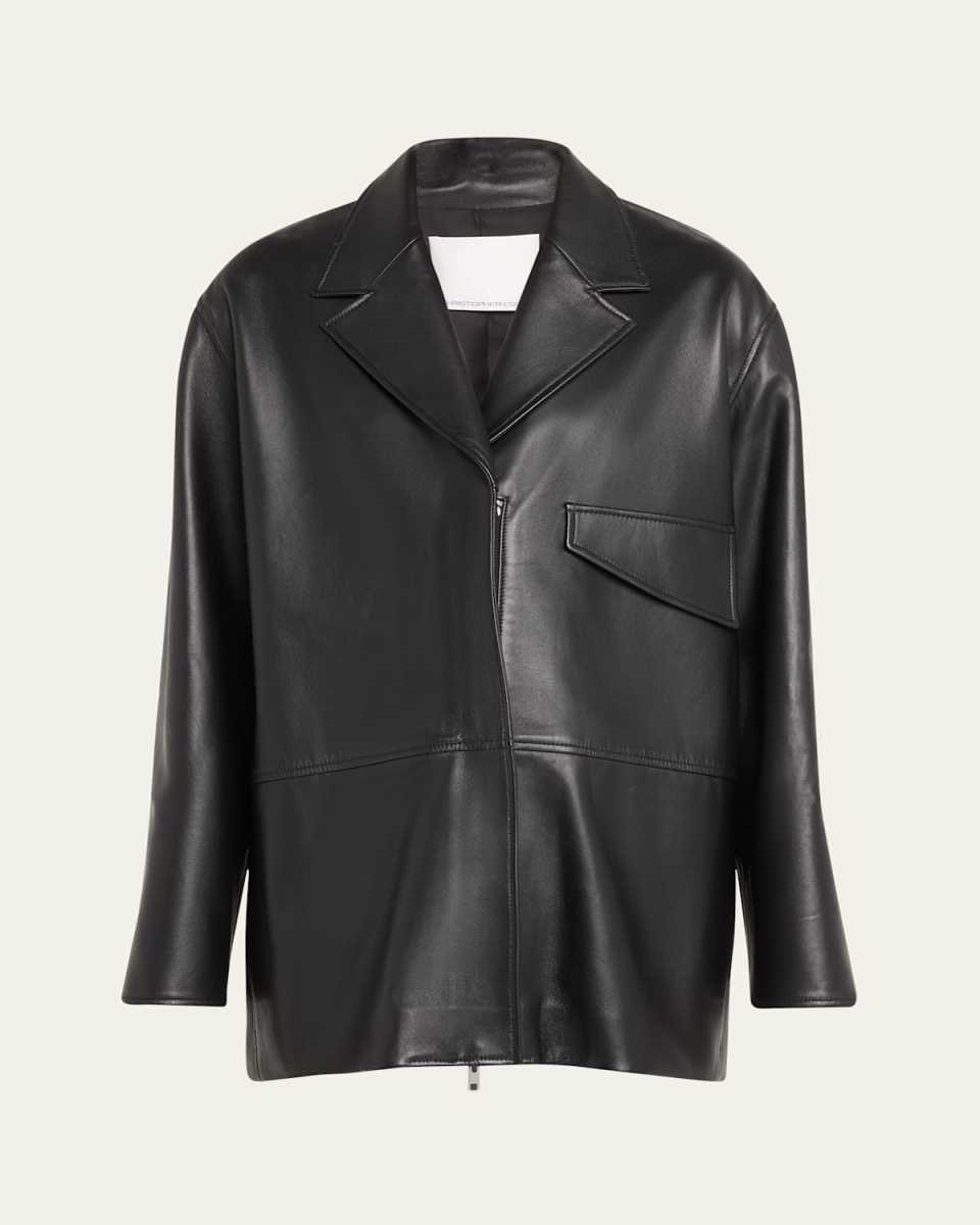 Charli Leather Zip-Front Jacket