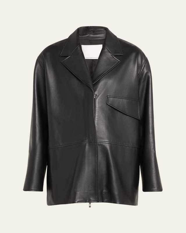 Charli Leather Zip-Front Jacket