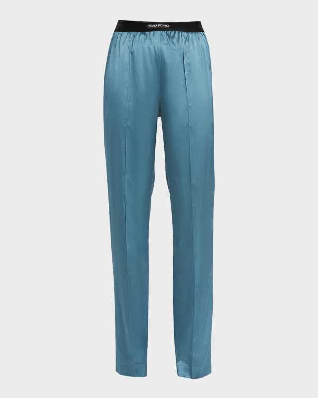 Logo-Banded Silk PJ Pants