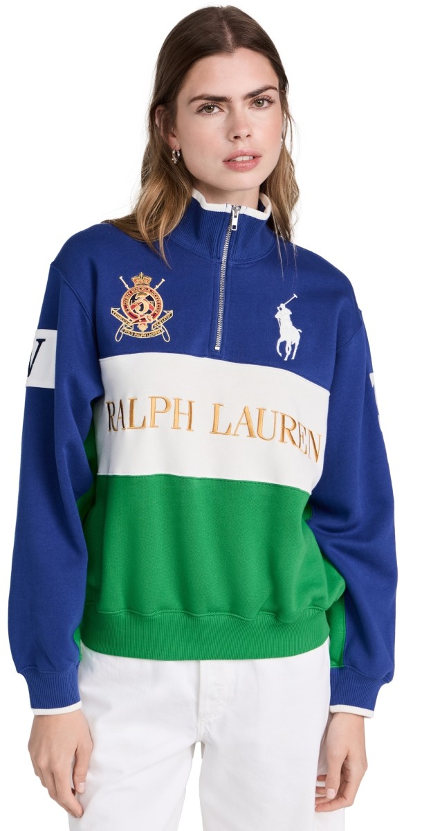 Polo Ralph Laureneasonal Ralph Lauren Half Zipweatshirt Blue Yacht/Deckwash/Green