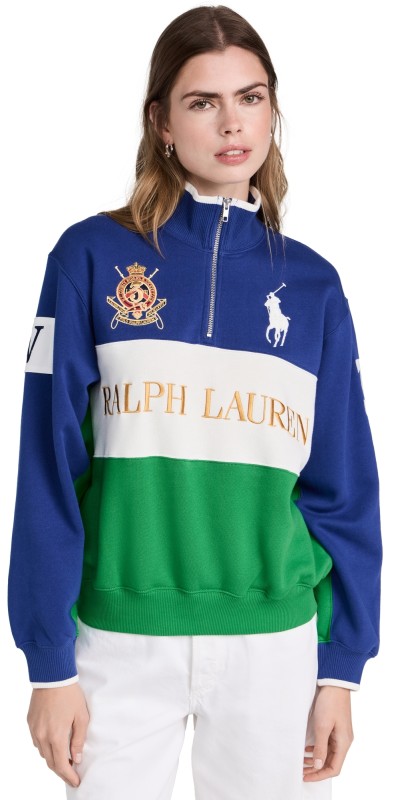 Polo Ralph Laureneasonal Ralph Lauren Half Zipweatshirt Blue Yacht/Deckwash/Green