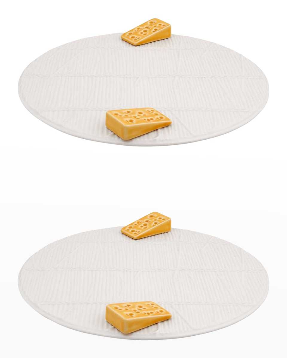 White Tray with Yellow Cheese, Set of 2